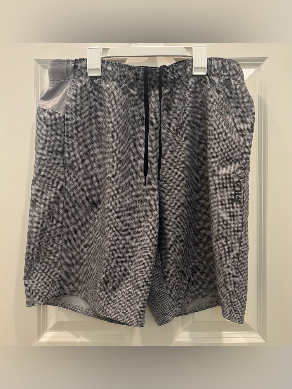 Fila Men's Gray Athletic Performance Shorts with Black Drawstring